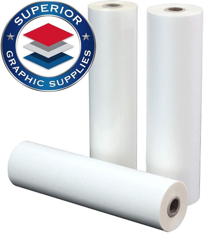 Superior Graphic Supplies PET Laminating Film Roll Premium Quality 10 Inches X 250 Feet - 1 Inch Core, 3 Mil / 0.003" Thick, Clear Gloss, 2 Roll Pack