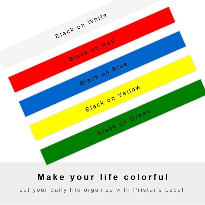 Pristar 5-Pack Compatible for Epson 12mm 0.47" Label Tape LK-4WBN SS12KW LK-4LBP LK-4RBP LK-4YBW LK-4GBP Color Refills Work for Epson LabelWorks LW-300 LW-400 LW-500 LW-600P LW-700 LW-900P Label Maker