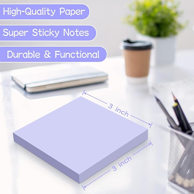 (18 Pads) Sticky Notes 3x3 inch, Self-Stick Pads Pastel Colors Sticky Note, Recyclable, Easy to Post for Home, Office, Notebook