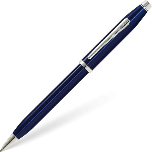 Cross Century II Refillable Ballpoint Pen Presented in a Luxury Gift Box - Medium Point, Black Ink, Translucent Blue & Chrome