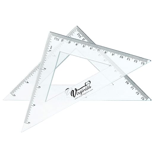 Virginia's Store 5 inch/13cm 90 Set-Squares Pack of 24, Crystal Clear Transparent, Shatter Resistant Plastic, Single-piece Plastic Molding, Drafting Tool Set, Ruler