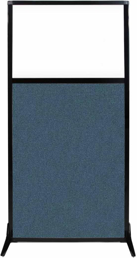 Versare Workstation Partition | Portable Wall Divider | Modern Office Cubicle | Free Standing Privacy Screen | Flexible Work Space | 33" x 70" W/Window, Caribbean Fabric Panels
