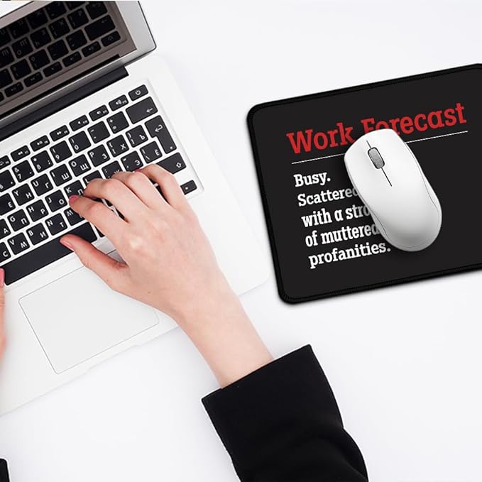 Work Forecast Rectangular Mouse Pad, Funny Employee Mousepad, Funny Sarcastic Mouse Pad Gift for Teacher Colleague Coworker,Office Humour Gift for Employee Manager Boss Colleague