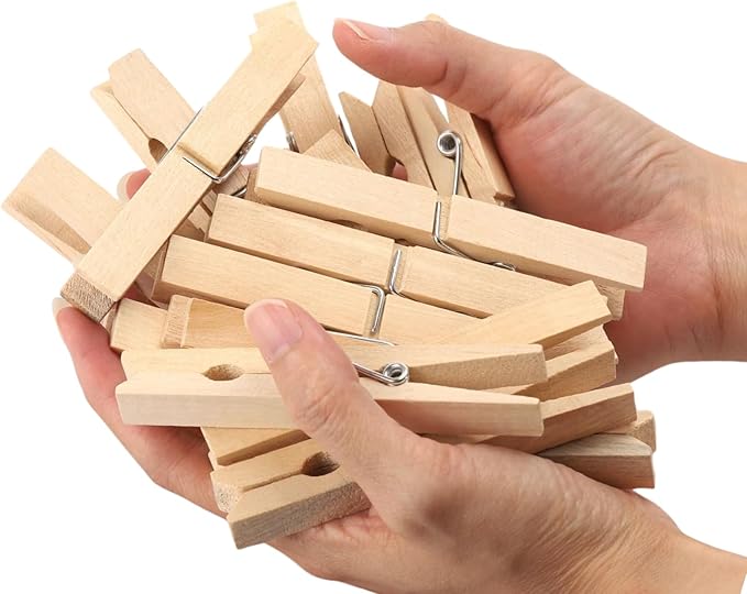 Clothes Pins Wooden, 46 Pack, 3.55 Inch, Natural Wood,Rust Resistant Clothespins, Heavy Duty Clothes Pins for Laundry,Clothes Pins for Craft, Wooden Clips for Pictures