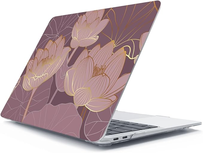 for MacBook Air 13 inch Case 2021 2020 2019 2018 A2337 M1 A2179 A1932, Plastic Hard Shell Case&Keyboard Cover&Screen Protector&Webcam Cover Compatible with MacBook Air 13" Retina, Lotus