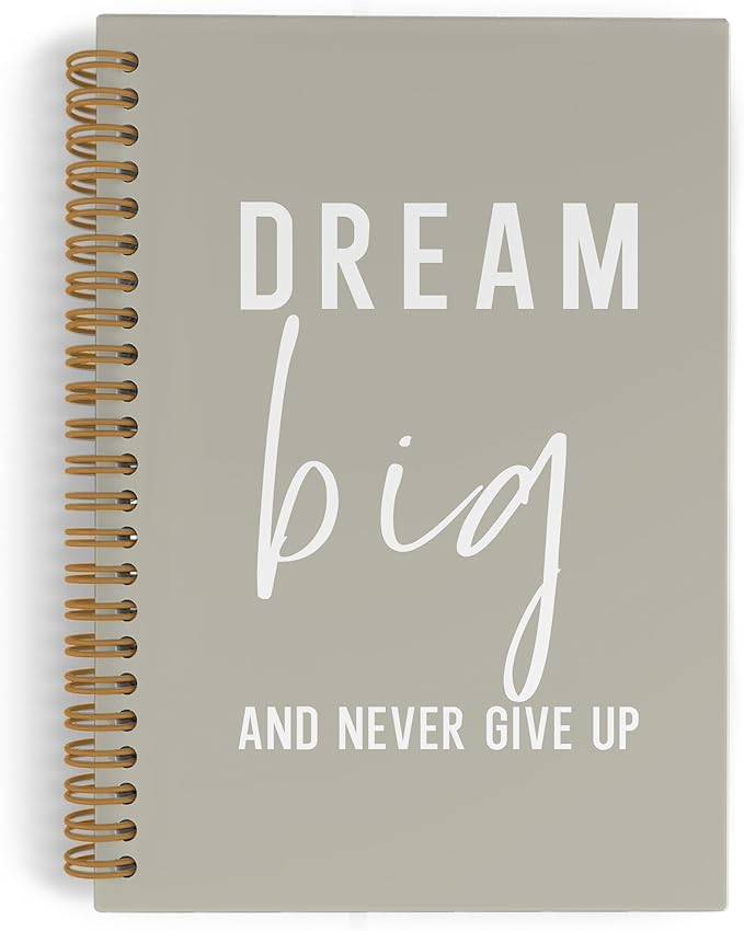 QLMX Dream Big Motivational Spiral Notebook, Inspirational Coworker Gifts Journal Notebook, Green Inspirational Notebooks for Work, Motivational Office Supplies Gifts for Women Men Employee, 5.5x8.3
