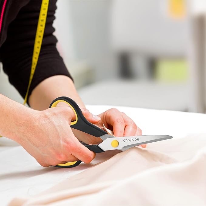 Scissors Set of 6-Pack, 8" Scissors All Purpose Comfort-Grip Handles, Sharp Scissor for Office Home School Craft Sewing Fabric Supplies, High/Middle School Student Teacher, Right/Left Hand