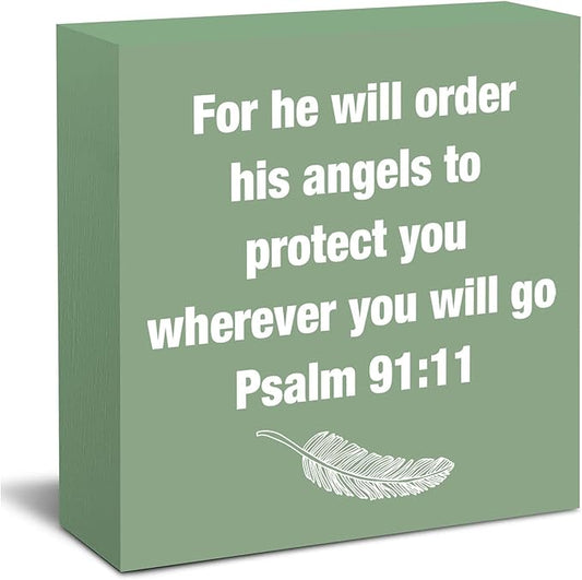 Sage Green Office Desk Accessories Decor Sign Christian Religious Gifts for Women Christian Bible Verse Gift for Women Men Family Friend Driver