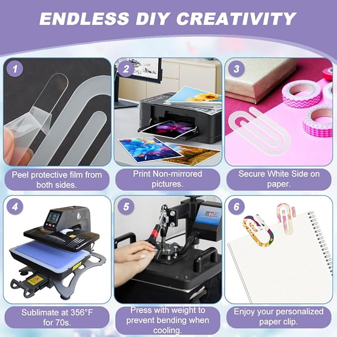 ‌30PCS Jumbo Sublimation Blanks Acrylic Paper Clips - 4x2in Large Bookmark, Office School Supplies, DIY Customizable Organizer for Home, Classroom, Teacher Gift‌