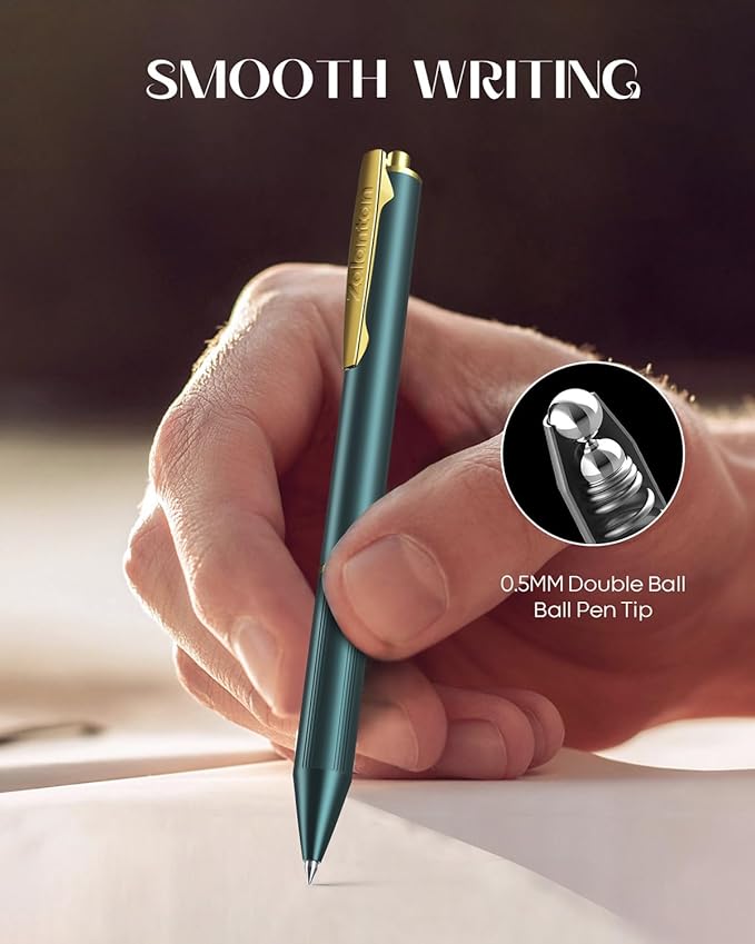 pens 0.5MM Retractable Metal Gel Pen fancy pen Premium Metal Barrel nice pens Smooth Writing Archival Ink Leak-Proof, Ideal Gift Set - 2 Pens/Box with 2 Refills