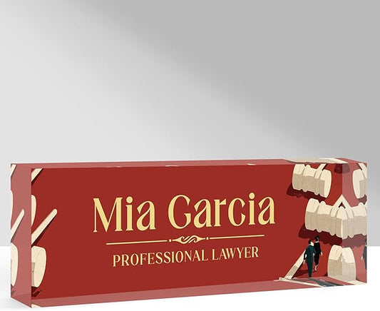 Custom Name Plate for Desk, Personalized Acrylic Office Name Sign with Name & Title, Elegant Desk Decor for Women Men, Employee Appreciation Gift (Lawyer-2)