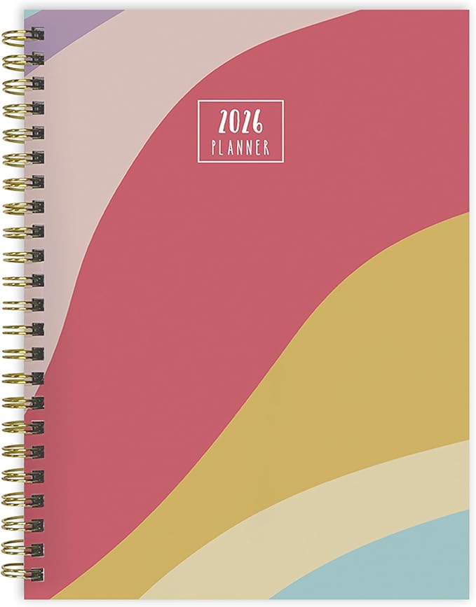 TF Publishing 2026 Color Wave Medium Weekly Monthly Planner with 12-Month Calendar Grid and Task Tracker - Vertical Weekly Schedule Planner with Habit Tracker and Stickers - 6.5in x 8in