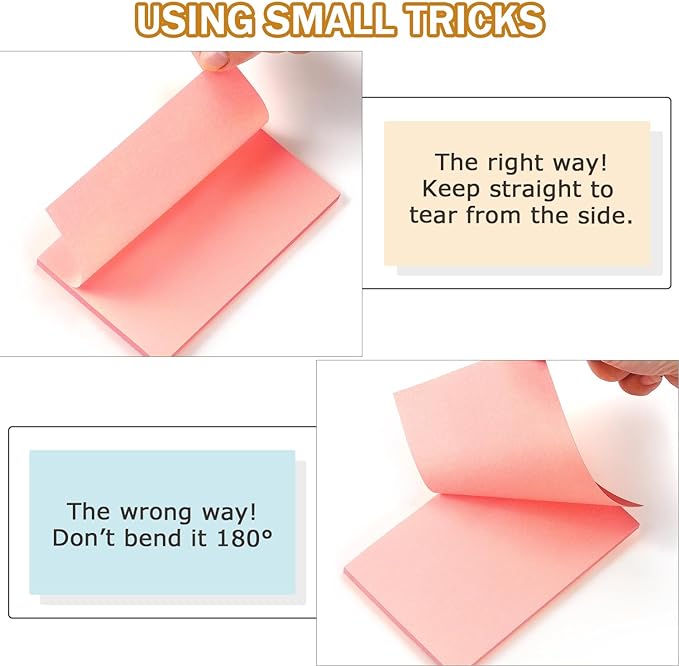 Winner Aura Sticky Notes 3x5 inch Bright Colors Self-Stick Pads 8 Packs 400 Sheets