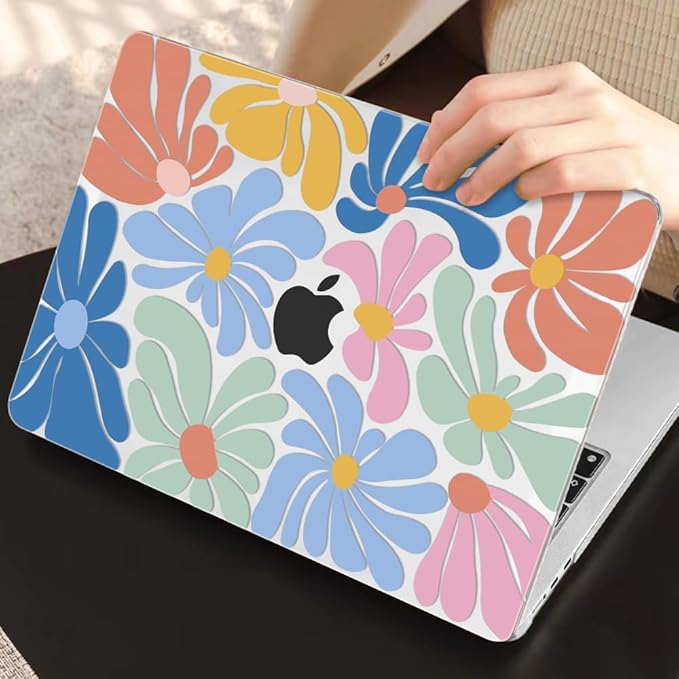 Compatible with M4 MacBook Air 13.6 inch Case 2025 2024 2023 2022 Model A3240 A3113 M3 A2681 M2 Chip, Crystal Pattern Plastic Hard Case Cover for Mac Air 13 M4 Touch ID, Colorful Flowers