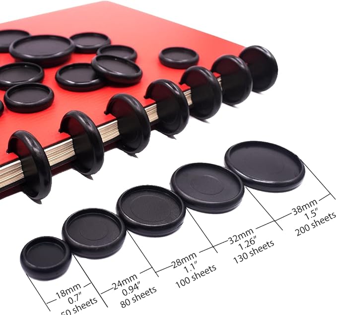 100pcs Discbound Notebook Discs DIY Planner Accessoriesfits for Tul,Levenger,Arc,Happy Planner,Talia(Black,1.26 inch/32mm)