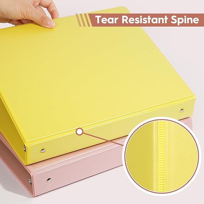 COMIX Standard 3 Ring Binder 1 inch with Clear View Cover, 1" Round Ring View Binder Holds 200 Sheets of US Letter Size Paper, 6 Pack (Lemon Yellow)