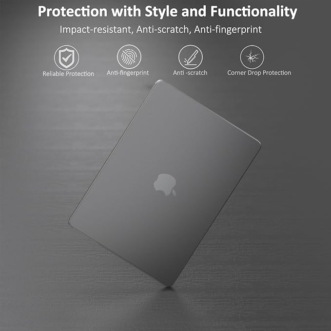 KEROM Space Grey Case for MacBook Air 13 inch 2025-2022 M4 M3 M2 A3240 A3113 A2681, MacBook Air M3 13 inch Case, Frosted Matte Plastic Hard Shell & Keyboard Cover for Mac Air 13.6'', Space Gray Clear