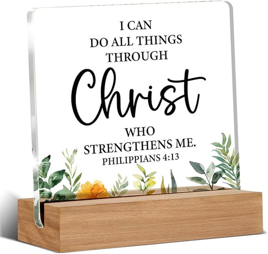 Christian Gifts for Women Men, Inspirational Religious Gifts for Christian Women, Bible Verse Decor Desk Signs Plaque