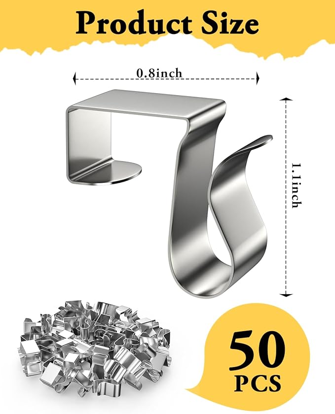 Gutter Clips for Hanging Outdoor Lights: 50 Pcs Metal Christmas Light Clips for outside String Lights - Weatherproof Gutter Clips for Xmas Halloween Seasonal Rope Mini Decoration Lights