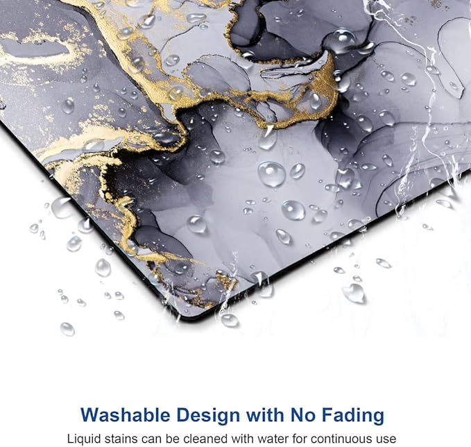 Hokafenle Gray Gold Black Marble Mouse Pad, Gaming Mouse Mat with Custom Design, Non-Slip Rubber Base Mousepad, Waterproof Office Mouse Pads, Desktop White Ink Marble 9.5 x 7.9 Inch