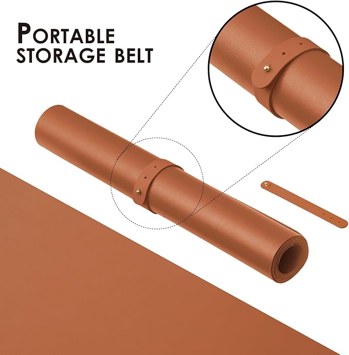 HOMIEAZICOZI Leather Desk Mat - Non-Slip PU Pad for Office and Home Organization Accessories Ideal Large Mouse Mats on Top of Desks (Brown,31.5''x 15.7'') (DPD-Br-M)