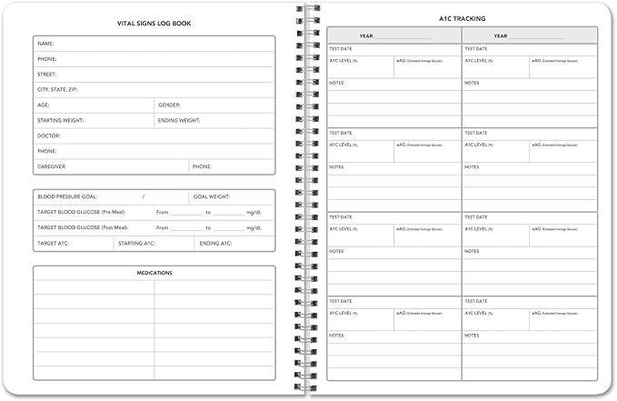 BookFactory Vital Signs Log Book/Vitals Monitoring Logbook/ 104 Pages Record Book – 8.5” x 11” (LOG-104-7CW-PP(Vital-Signs))