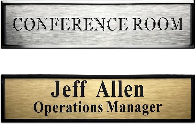 Personalized Name Plate for Door or Wall, 2 x 8 inch Custom Office Aluminum Door Name Plates with Two Lines Custom Text, Office Gifts for Coworkers Boss Teacher, Employee Appreciation Gifts
