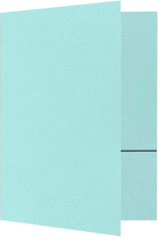 LUXPaper 9" x 12" Presentation Folders | Two Pocket | Seafoam Blue | 100lb. Cover | 25 Qty