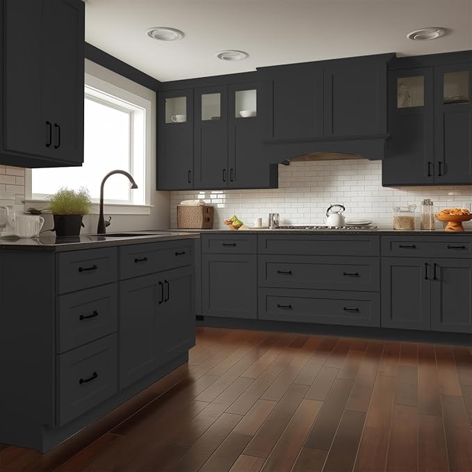 Shaker Style Charcoal Black RTA Base Drawer Cabinet - Solid Wood 3-Drawer Design with Soft Close Feature, 15" W x 24" D x 34.5" H, Perfect for Standalone Use or Kitchen Cabinet Combinations