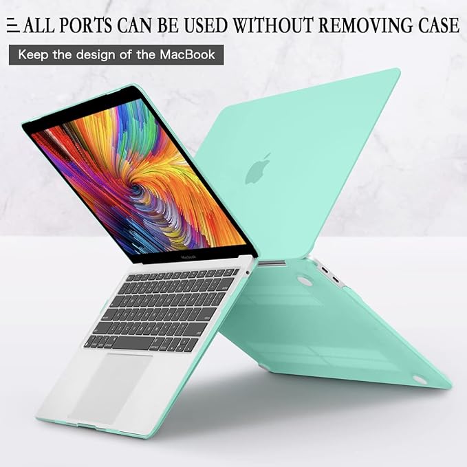 CISSOOK Green Case for MacBook Pro 13 inch Case 2020 Release A2251 A2289 A2338 M1 Model with Keyboard Cover Screen Protector for MacBook Pro 13 inches with Touch Bar, C-Matte Green, A2251/A2289/A2338