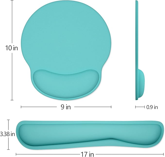 Dapesuom Keyboard Wrist Rest and Mouse Pad with Wrist Support, Cute Memory Foam Cushion for Keyboard and Mouse Set, Ergonomic Desktop Pad Rests with Non Slip Base for Easy Typing & Pain Relief, Green