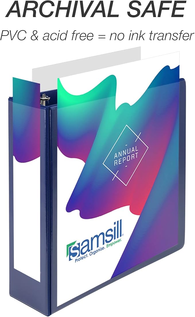 Samsill Durable 3 inch 3 Ring Binder, Made in USA, D Ring Binder, FSC 100% Recycled Chipboard, Blue, 12 Pack