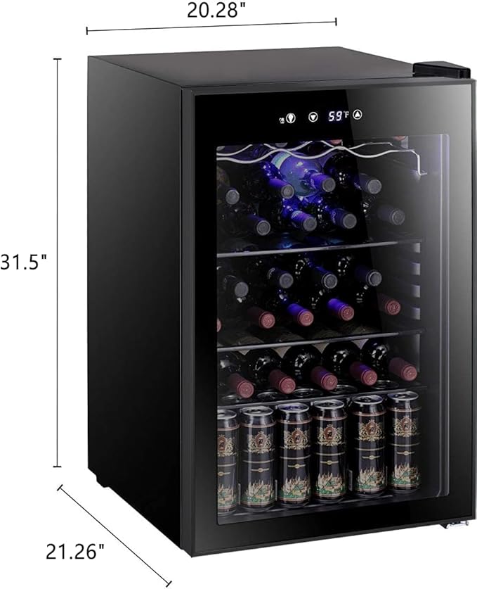 Antarctic Star 36 Bottle Wine Cooler/Cabinet BeverageRefrigerator Small Mini Wine Cellar Beer Soda Bar Fridge Quiet Operation Compressor Adjust Temperature Freestanding Black, 4.4 Cu. ft