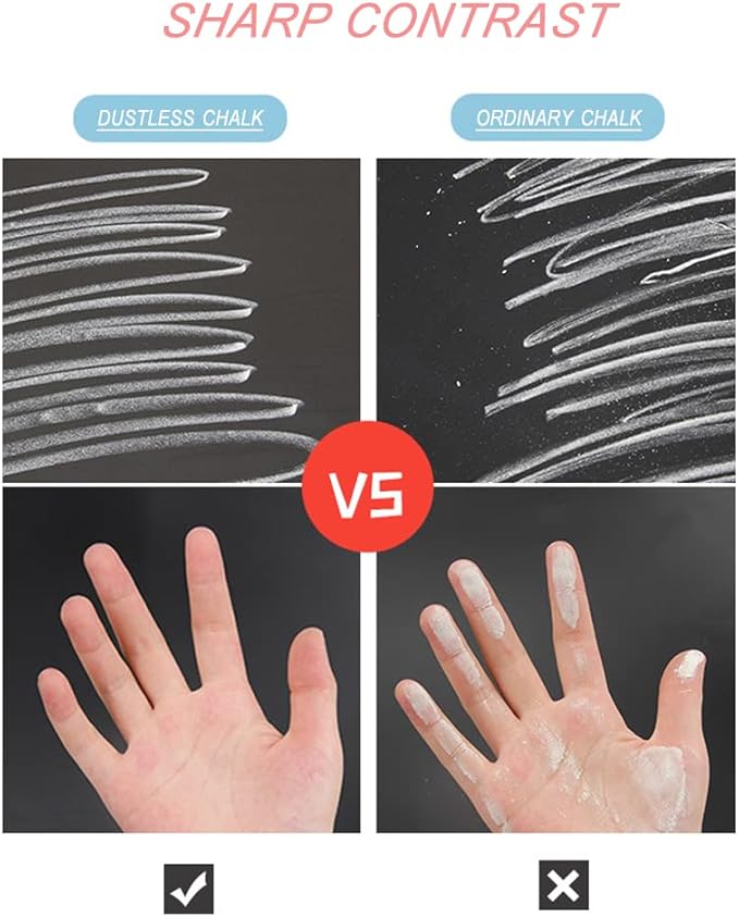 Non-toxic Dustless Chalk With Holder for Kids Colored Chalk Whiteboard Art Tool for Blackboard Kids Children Drawing Writing,24PCS