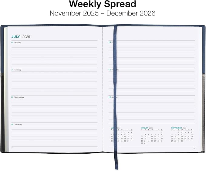2026 Planner Calendar, 8"x10" : Includes 14 Months (November 2025 - December 2026) / 2026 Weekly Planner/Weekly Agenda/Monthly Calendar Organizer (Navy/Black)