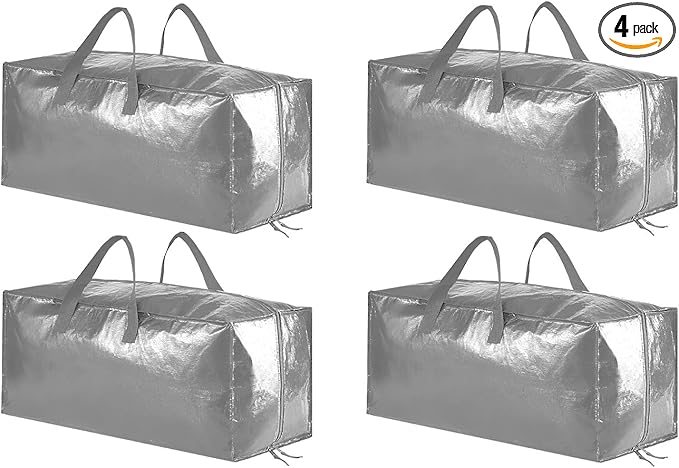 SpaceAid Heavy Duty Moving Bags, Extra Large Storage Totes W/Backpack Straps Strong Handles & Zippers, Alternative to Moving Boxes, Packing & Moving Supplies, Gley (4 Pack)