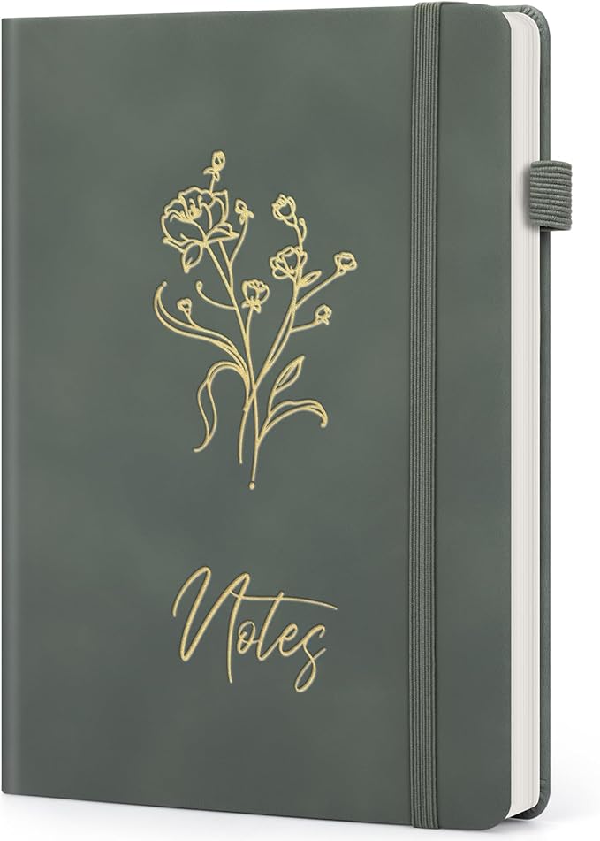 Lined Journal Notebook For Women, 200 Pages A5 Hardcover Leather Journals For Writing College Ruled Notebook For Work School Note Taking Business Diary Notepad 5.7'' X 8.3''-Green
