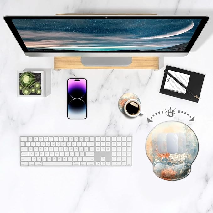 Ergo Comfort Gel Wrist Rest Mouse Pad-Ergonomic Office Mousepad with Wrist Support-Non-Slip, Design Desk Accessories Mat for Home&Game Decor Japanese Floral