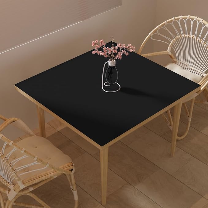 Table Pad - Used for Square Table Waterproof and Easy to Clean Good Flatness Easy to Used for Dining Table(Black+Black 46x46)