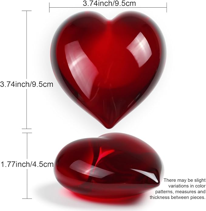 Ca D Oro Medium Red Heart Glass Paperweight Hand Blown Murano-Style Art Glass