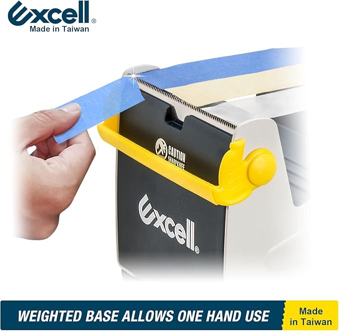 Excell ET-337 Heavy Duty Steel Desk Tape Dispenser (3" Wide) with Safety Blade Cover, Desk Top Dispenser for Home,Office, Shop, Retail Store and Warehouse Wrapping Purpose (3 Inch)