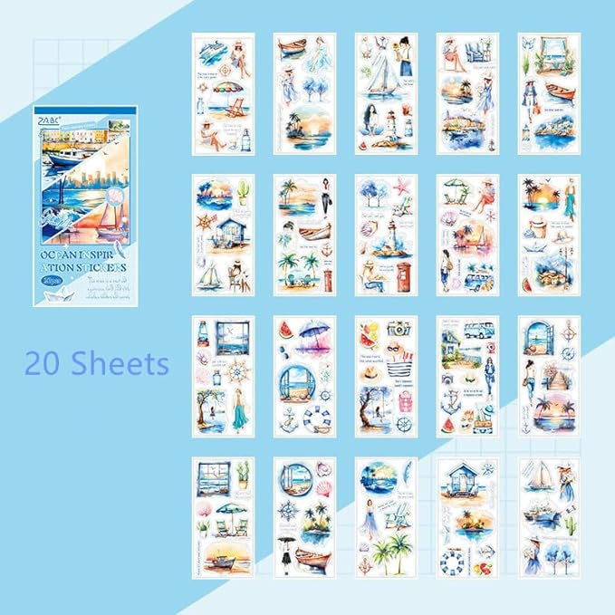 Aesthetic Journaling Sticker Books for Adults - Pre-Cut Scrapbook Stickers Vintage 20 Sheets Junk Journal Supplies Watercolor Scrapbooking Stickers Planner Cottagecore Decorative DIY Arts Craft Making