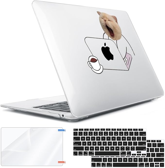 for MacBook Air 13 inch Case 2018 2019 2020 2021 2022 Release A2337 M1 A2179 A1932 Retina Display & Touch ID, Plastic Hard Shell Case +Keyboard Cover+Screen Protector+Webcam Cover, Working