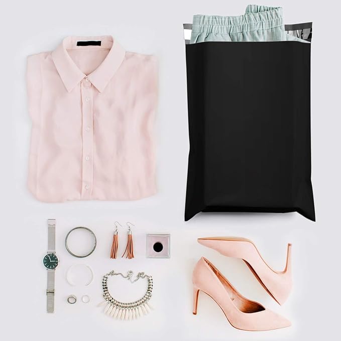 Metronic Poly Mailers 12X15.5 200 Pack, Strong Adhesive Shipping Bags for Clothing, Waterproof and Tear-Proof Shipping Envelopes, Mailers Poly Bags Packaging Bags for Business in Black