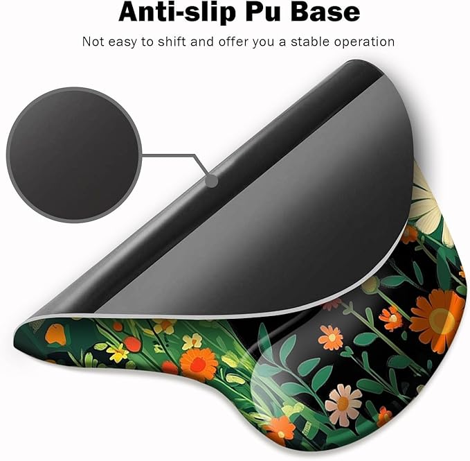 Ergonomic Mouse Pad with Wrist Support,Mouse Pad with Wrist Rest and Coaster Set,Office Supplies Non-Slip Mouse Pads for Desk, Non-Slip Comfortable,Cute Black Cat