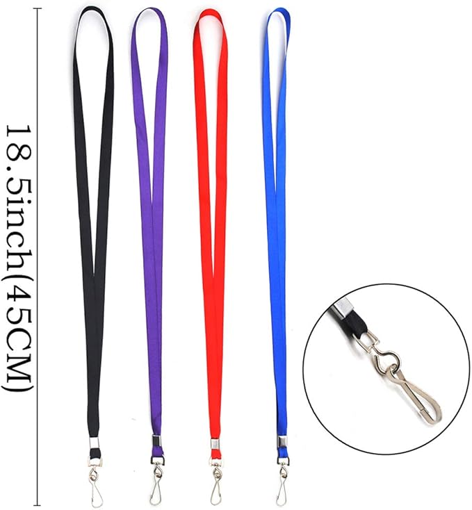 Beebel Blue Lanyard Bulk Lanyards for Id Badges Flat Lanyard with Badge Clip Swivel Hook 50 Pack