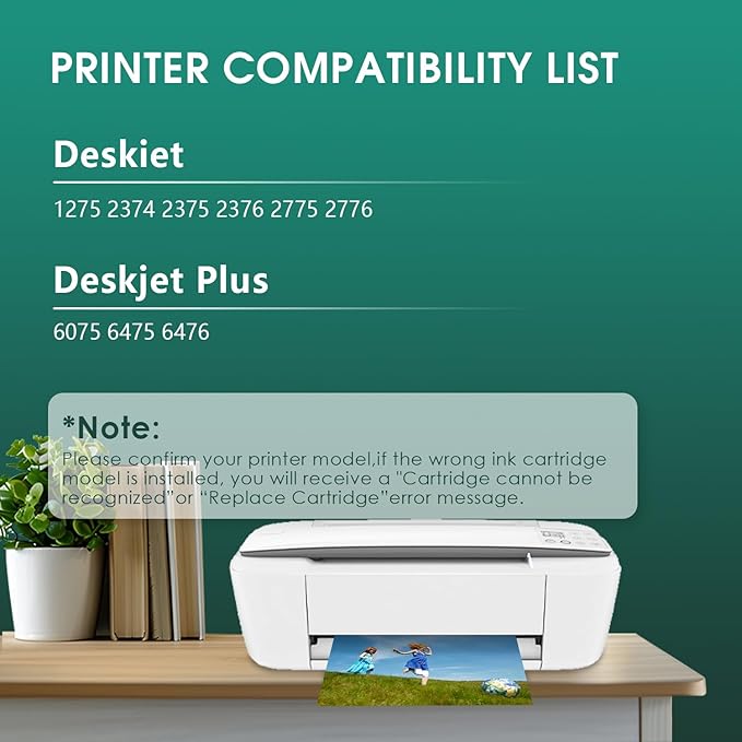 667XL 667 XL Black and Color Replacement for HP 667 XL 667 Ink Cartridges for Deskjet Ink Advantage 1275 2375,DeskJet2775,1275 2374 2375 2376 2775 2776 6075 6475 6476 Printers (1 Black, 1 Tri-Color)
