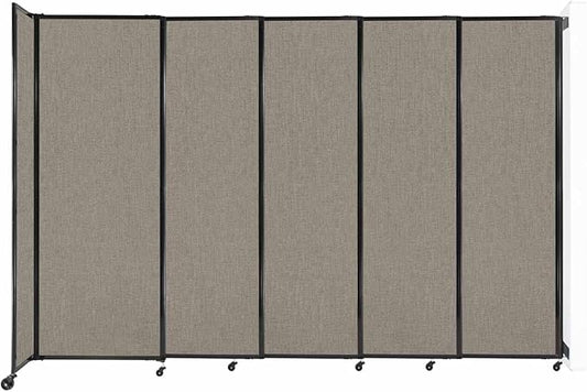 Wall-Mounted Sliding StraightWall Room Divider | Adjustable Widths | Locking Wheels | Room Separator | Up to 11'3" Wide x 7'6" Tall Warm Pebble Fabric Panels