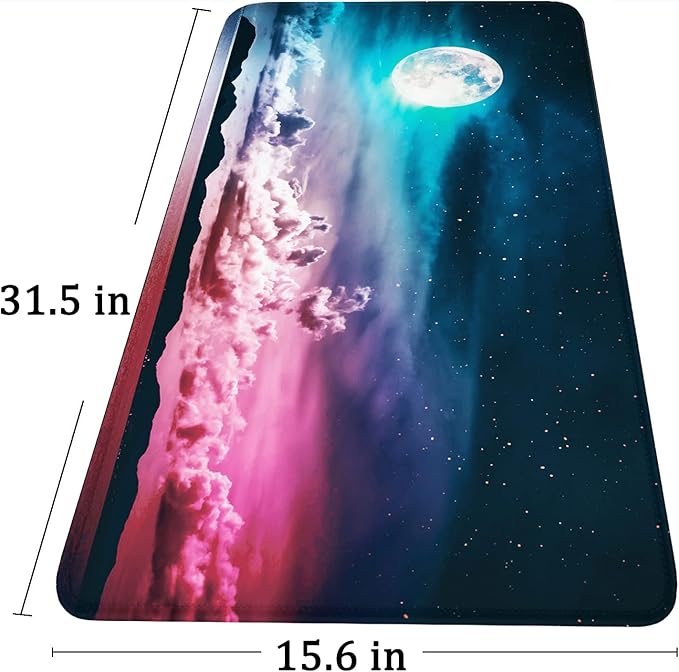 Large Mouse Pad, Gaming Mousepad, 31.5x15.7x0.12 in Extended Mouse Mat Non-Slip Spill-Resistant Desk Pad with Special-Textured Surface, Anti-Fray Stitched Edges for Esports Pros/Office/Home