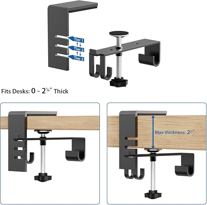 Zilink No Drill Under Desk Cable Management Tray 40" Cord Organizer for Table Clamp/Screw Mount Cable Management Under Desk Waterproof Fabric Cable Management Tray for Office, Home